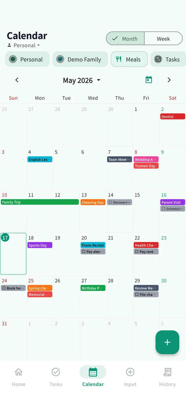 Calendar screen