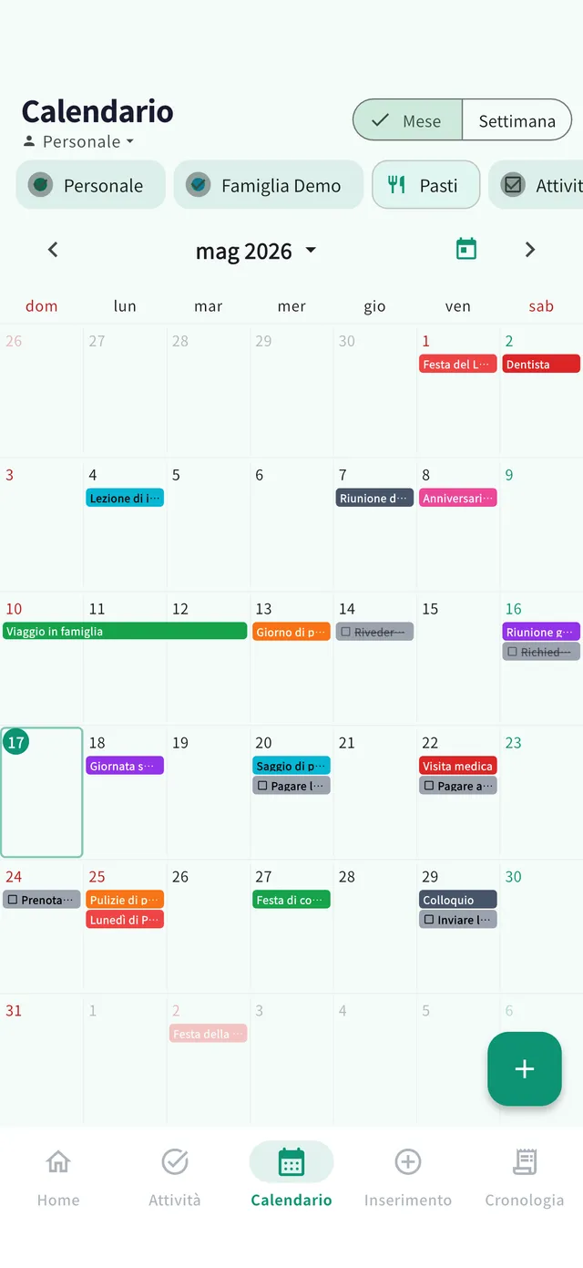 Schermata calendario